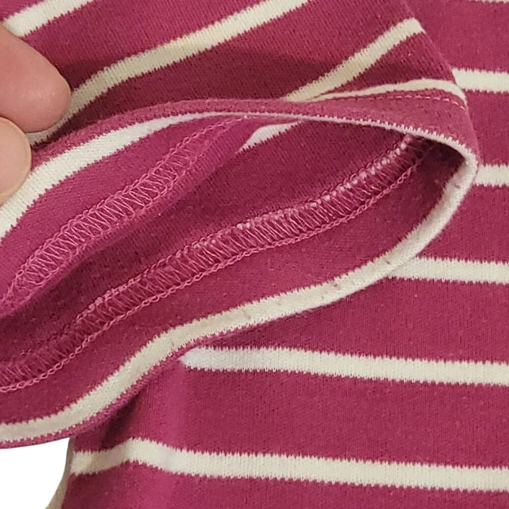 Blair Womens Small Striped Floral Tunic Top 3/4 Sleeves Burgundy & White Cotton - Picture 11 of 13